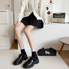 Women's Platform Loafers Lace Up Casual Shoes