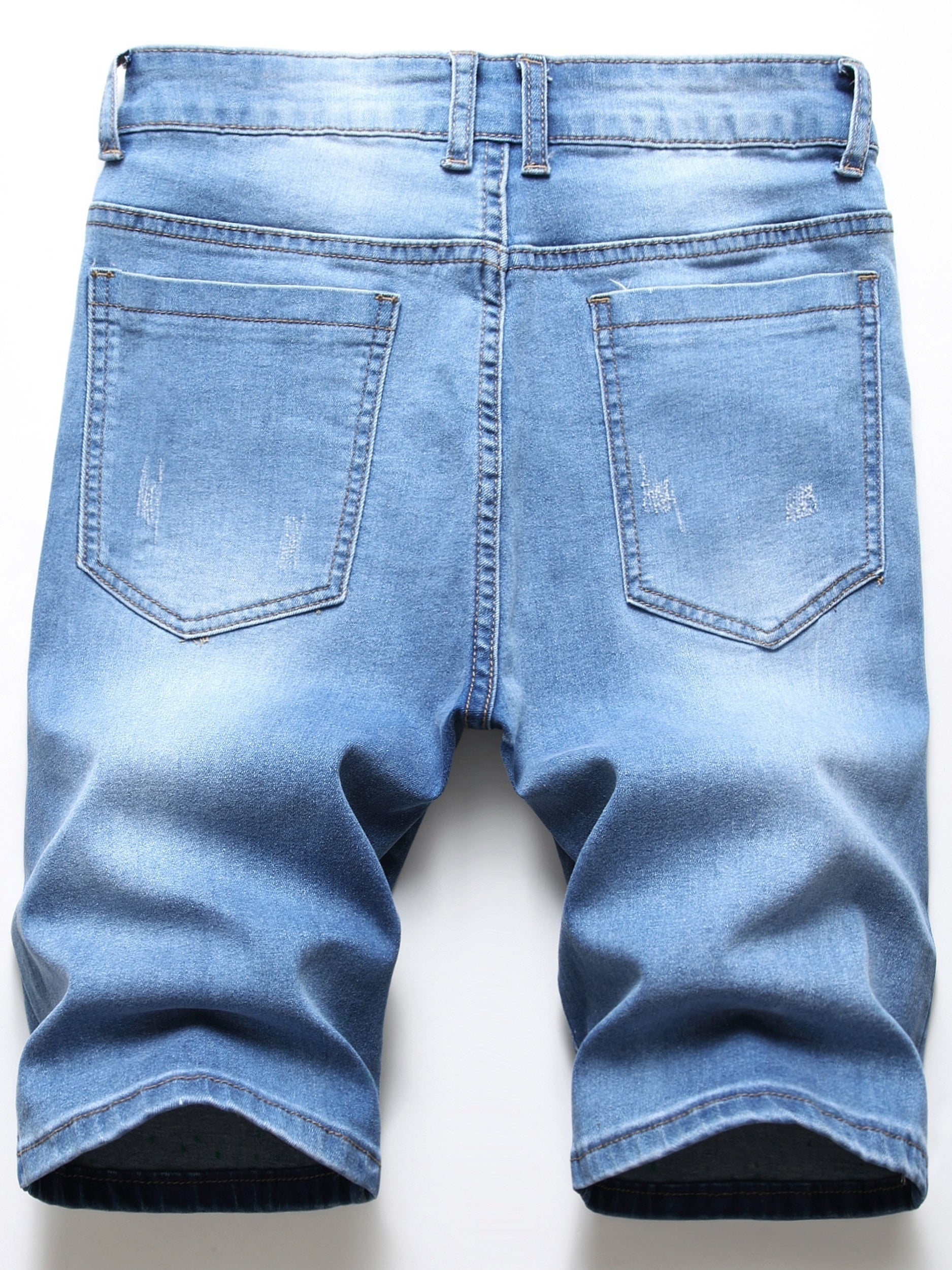 Ripped Denim Shorts Men's Casual High Stretch Shorts For Summer