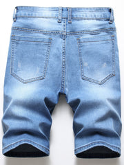 Ripped Denim Shorts Men's Casual High Stretch Shorts For Summer