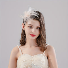 Mesh Flower Feather Head Piece Hair Accessories for Women