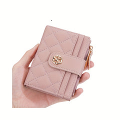 Girls PU Leather Wallet with Buckle Small Money Clip Coin Purse Zipper