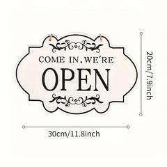 Double Sided Wooden Door Plate - OPEN CLOSED Sign