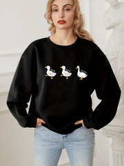 Duck & Goose Print Pullover Sweatshirt Long Sleeve Crew Neck Sweatshirt