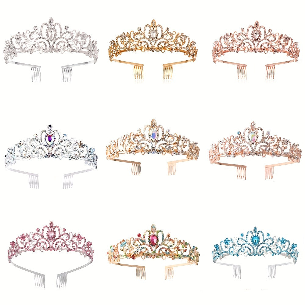 Bridal Crystal Headband Tiara With Comb For Women Rhinestone Hairband