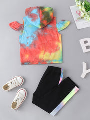 Toddler Tie Dye Outfit 2pcs Hoodie & Pants Set LOVE Print