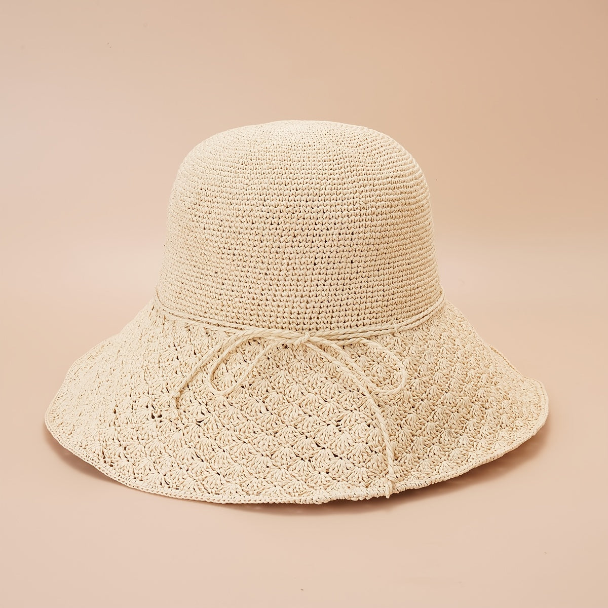 Hollow Crochet Bucket Hat Solid Sun Hat Women Fisherman Cap