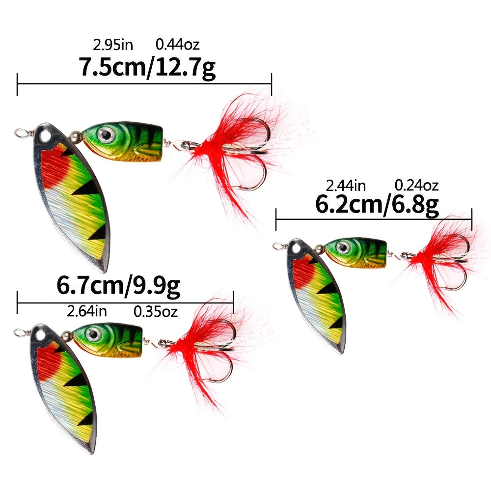 Funpesca Rotating Metal Fishing Lures Squid Artificial Bait w/ Hooks