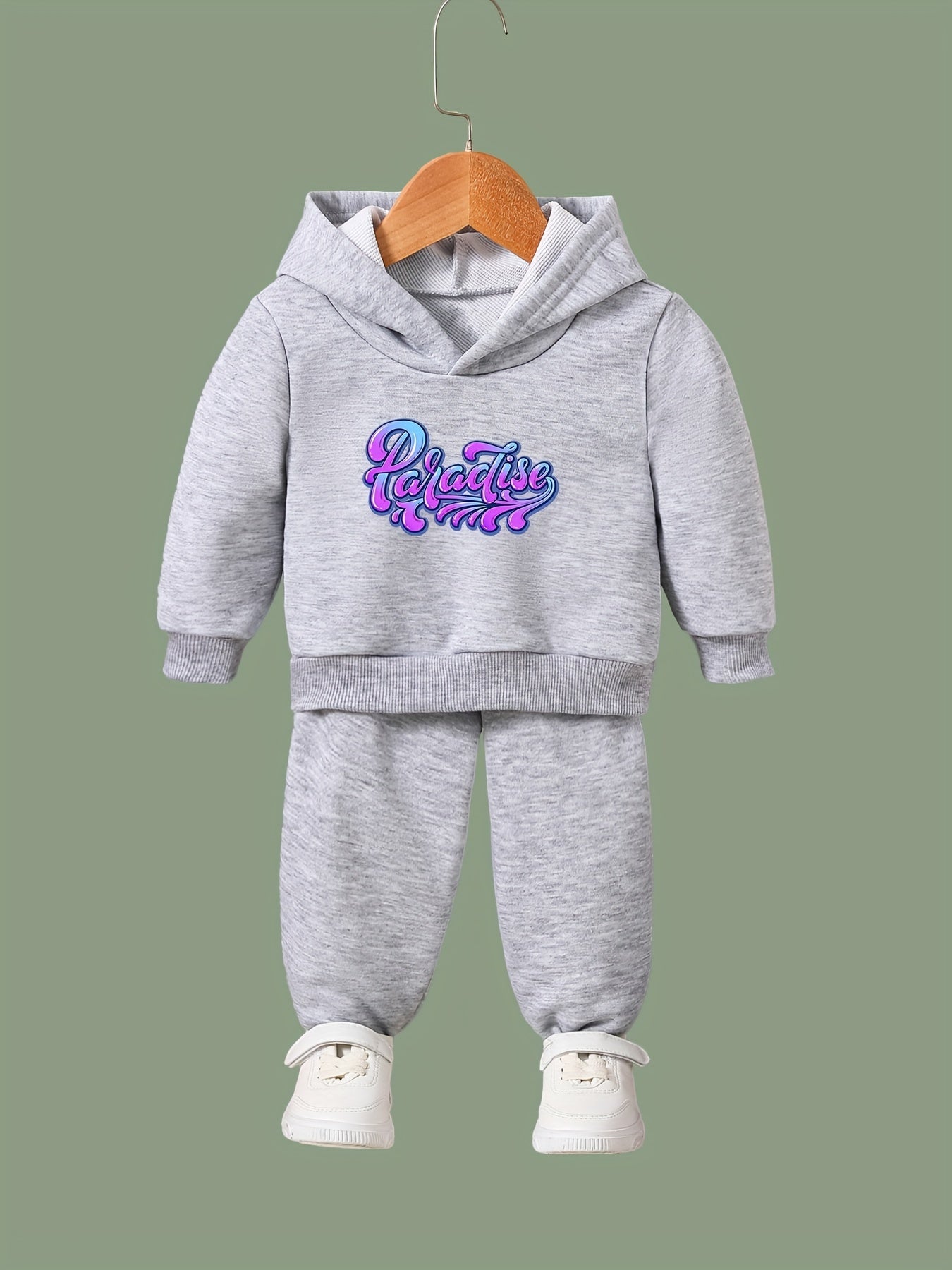 OERYUI Girls Boys Letter Print Hoodies Pants Set Spring Fall Sports Christmas
