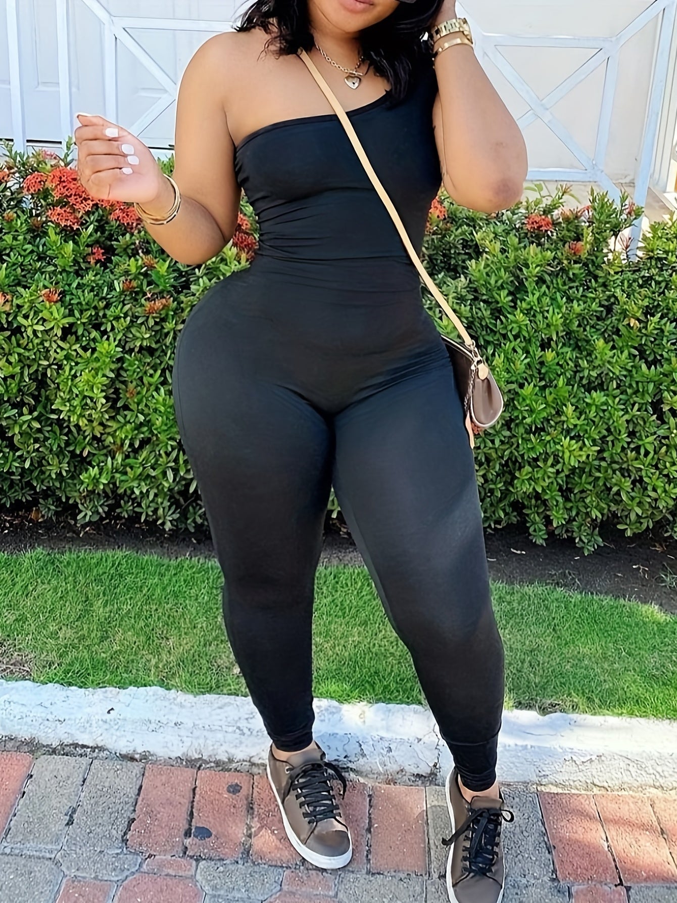 One Shoulder Stretch Jumpsuit