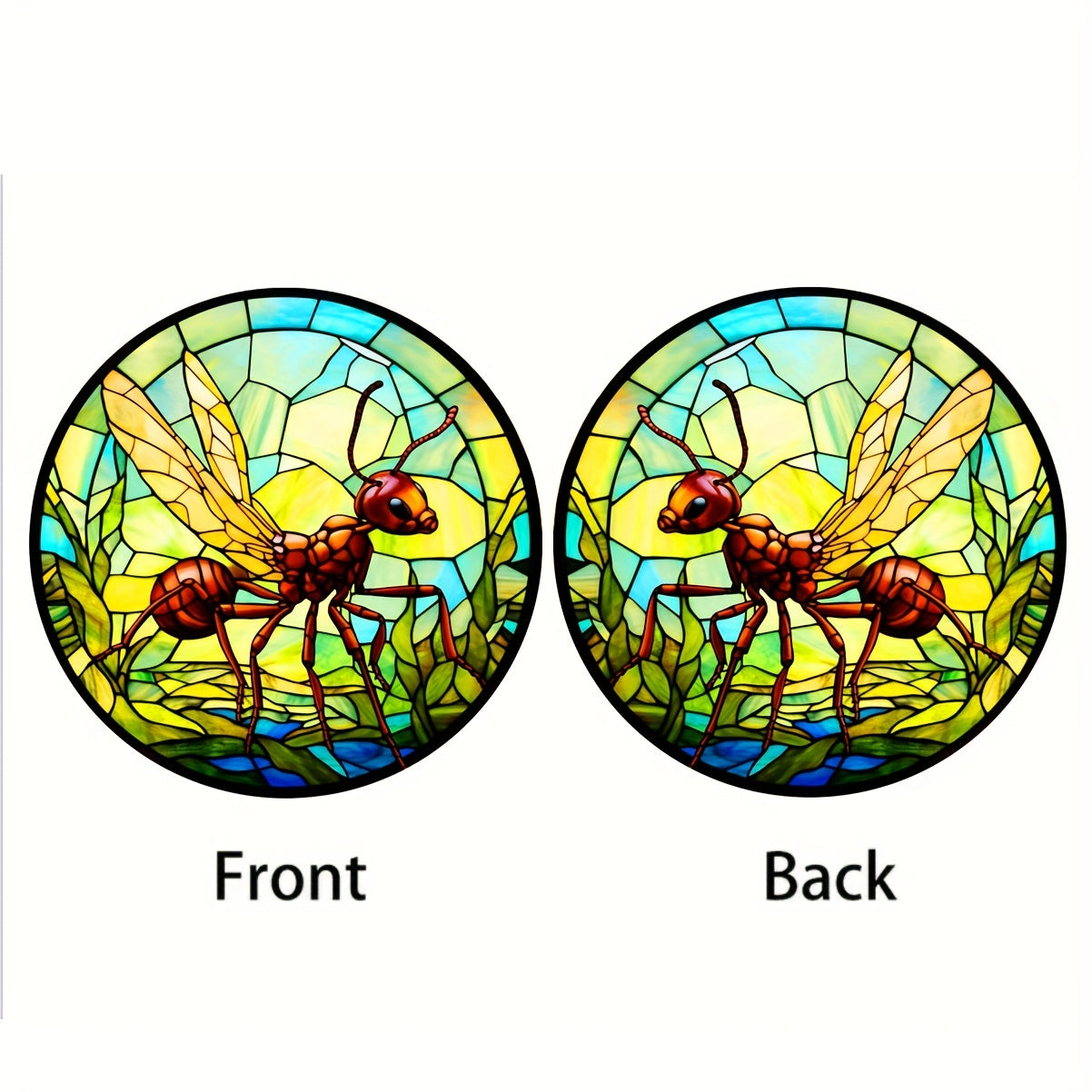 3D Ant Stained Glass Suncatcher Window Wall Decor Gift Nature Plant Mushroom
