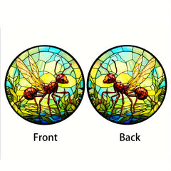 3D Ant Stained Glass Suncatcher Window Wall Decor Gift Nature Plant Mushroom