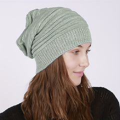 Thin Knitted Wool Slouchy Beanie for Men and Women