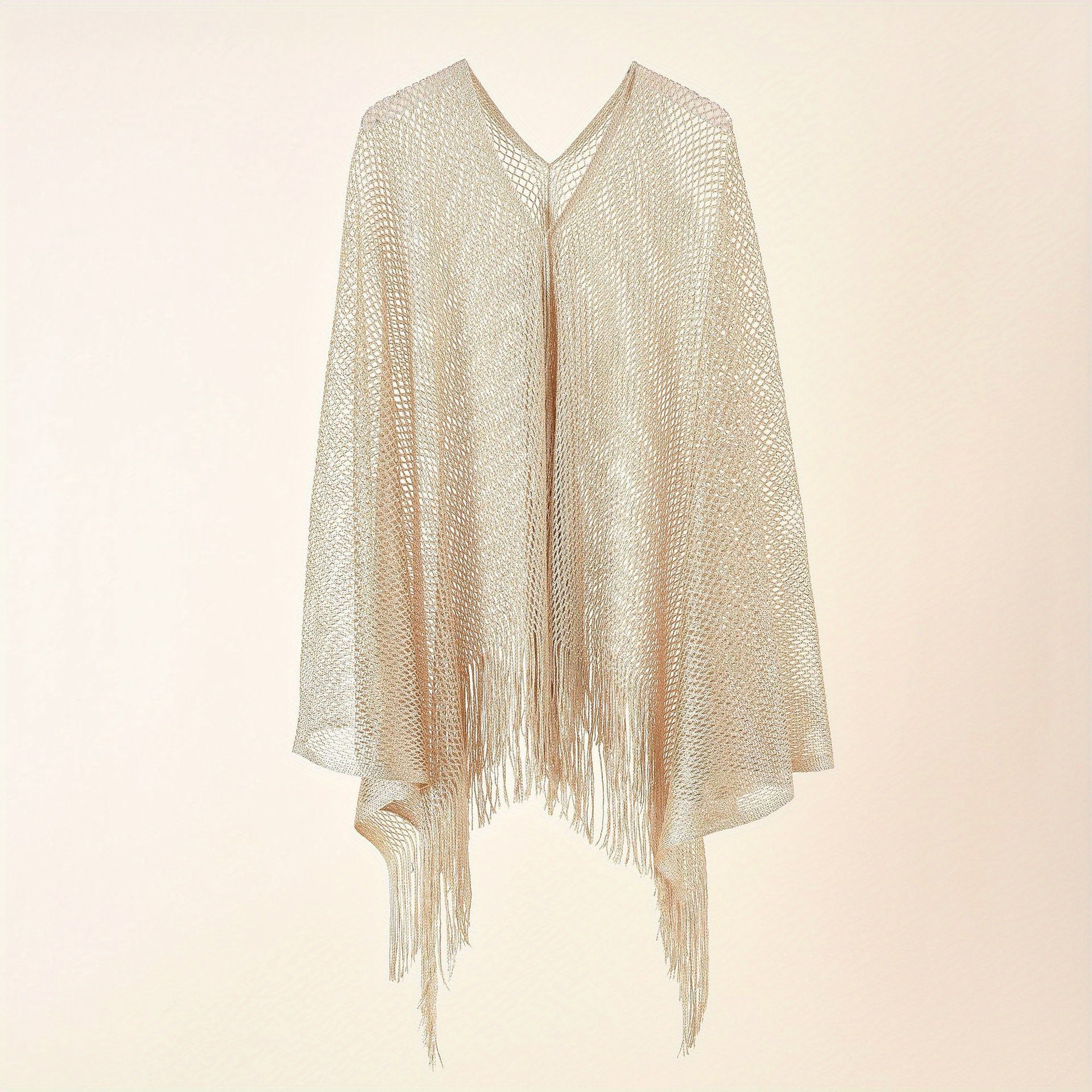 Breathable Hollow Out Shawl Tassel Cover Up for Women