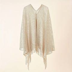 Breathable Hollow Out Shawl Tassel Cover Up for Women
