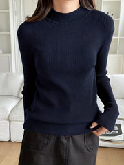 Women's Ribbed Mock Neck Knit Sweater