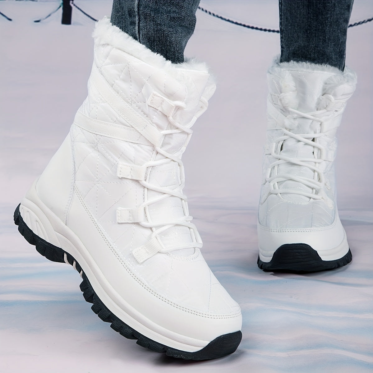 Women's Waterproof Snow Boots Warm High Tube Hiking Boots
