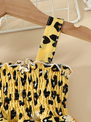 Toddler Girls Leopard Flowers Graphic Frill Trim Cami Dress