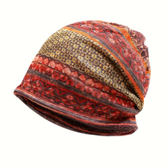 Bohemian Style Pattern Beanie Hat for Outdoors