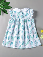 Baby Girl's Summer Bow Leaves Print Dress