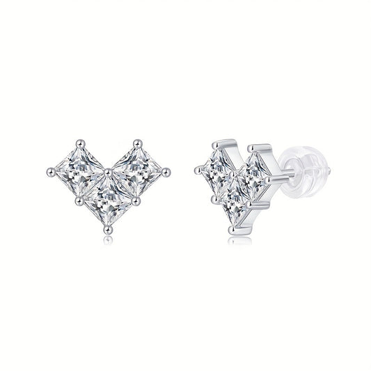 Moissanite Earrings 925 Silver Women's Ear Studs