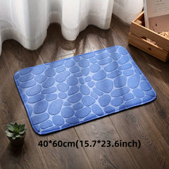 Memory Foam Bath Mat Cobblestone Embossment Water Absorbent Non Slip