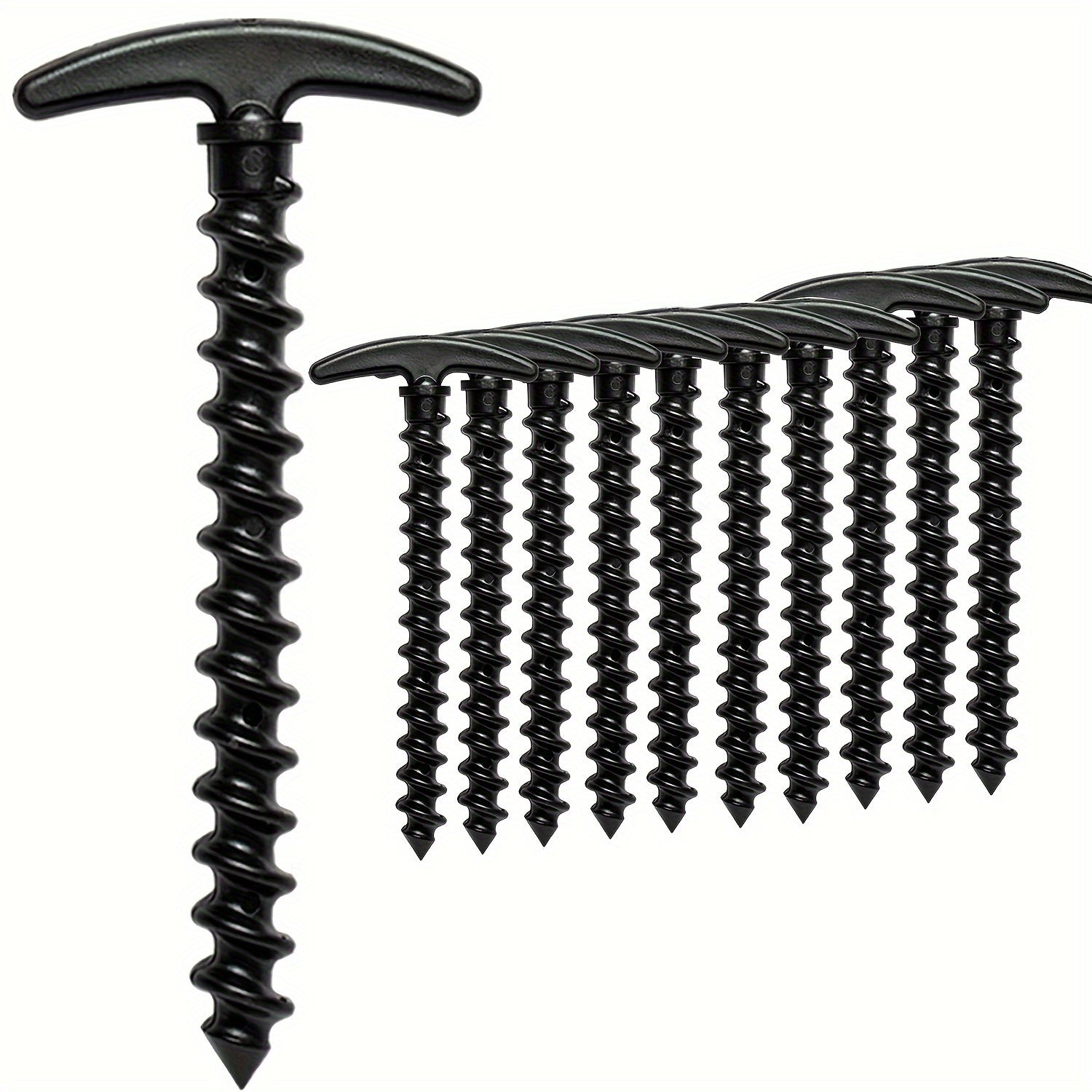 10pcs Tent Stakes Ground Anchors Pegs 14 T Shape Spiral Stakes Camping