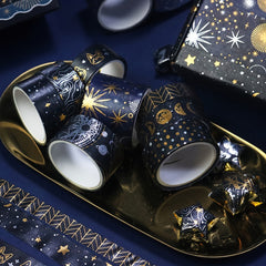9pcs Golden Washi Tearable Tape for Journal Art Craft DIY Gift Wrap