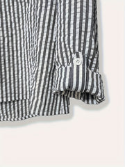 Striped Print Button Blouse & Wide Leg Pants Set