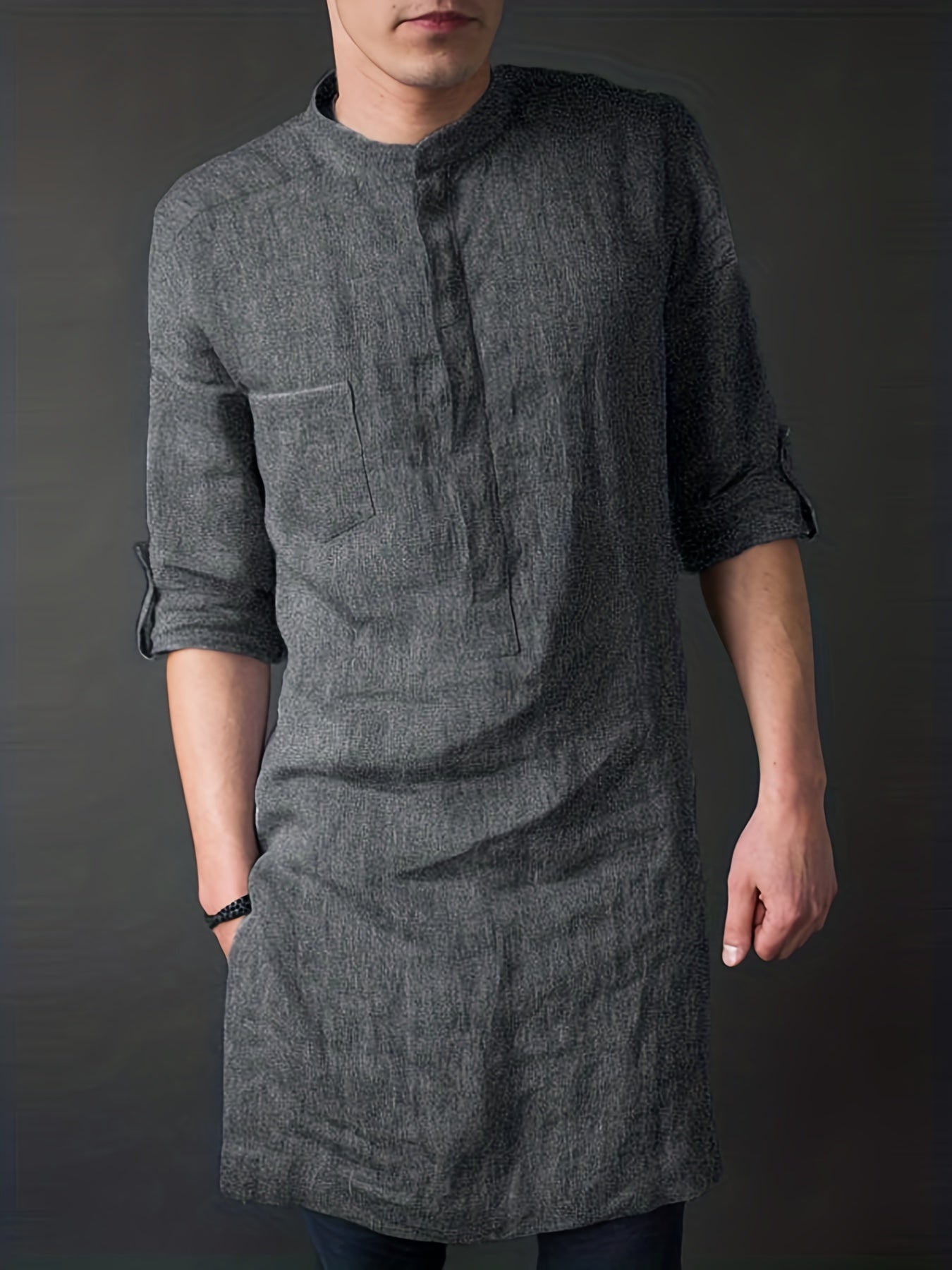 INCERUN Men's Long Robe Kimono Bathrobe Nightgown Sleepwear Lightweight Robes