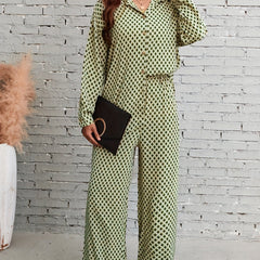 Plaid Print Two Piece Set Shirt & Pants Outfits Women's Clothing