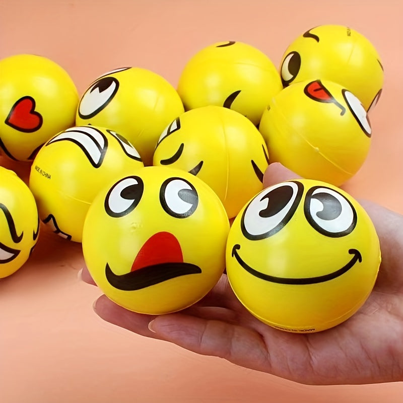 12pcs Smiling Expression Pressure Ball PU Foam Puzzle Toy