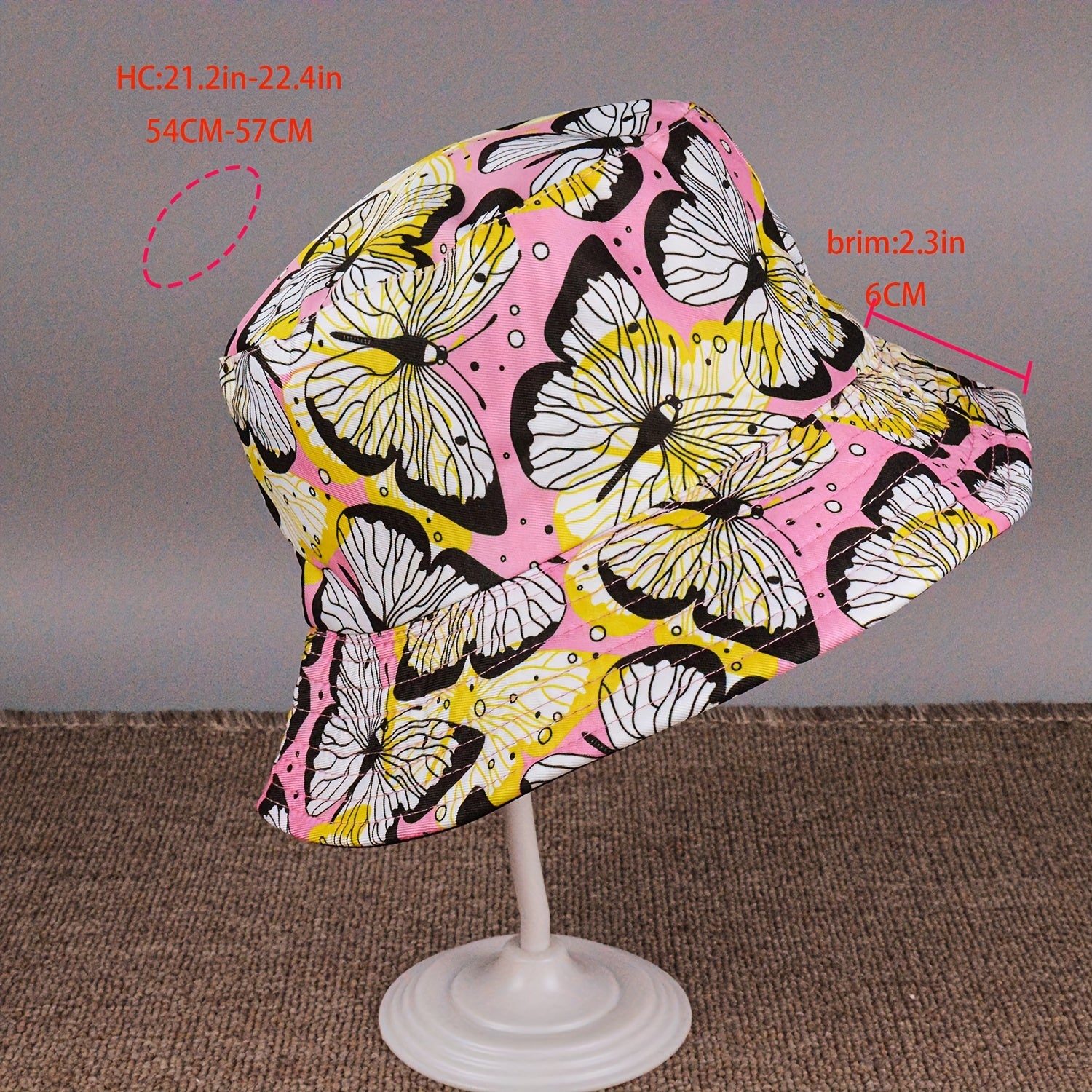 Butterfly Print Bucket Hat Foldable Sun Protection Sunshade Hat