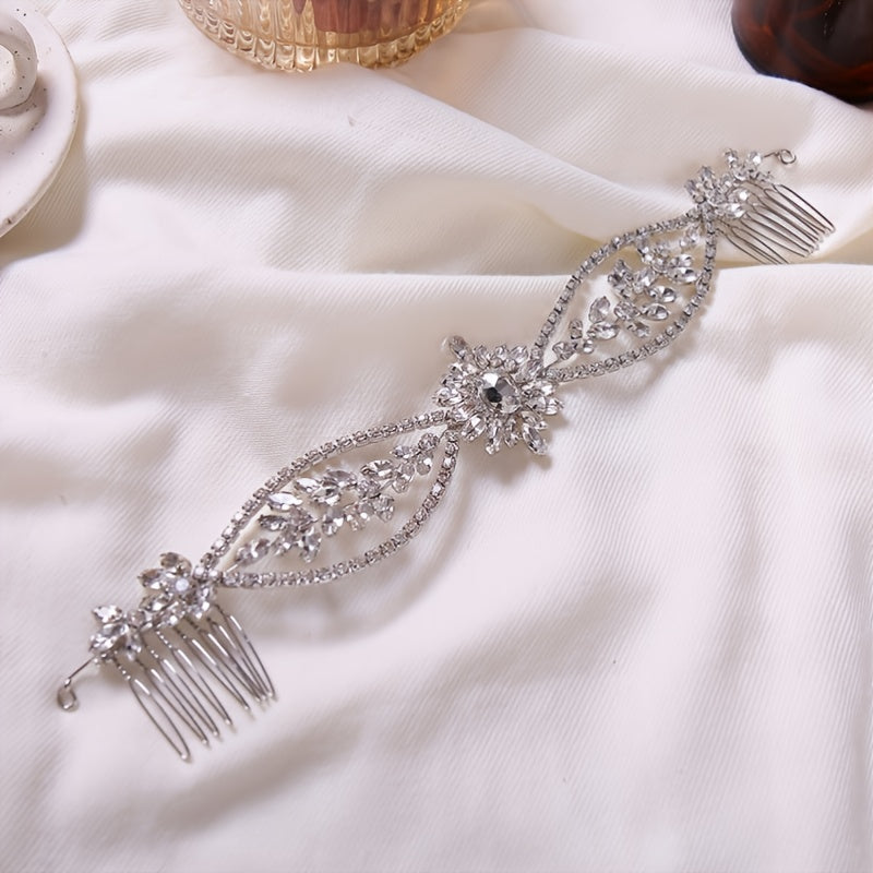 Silver Flower Pearl Hair Comb Wedding