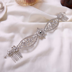 Silver Flower Pearl Hair Comb Wedding