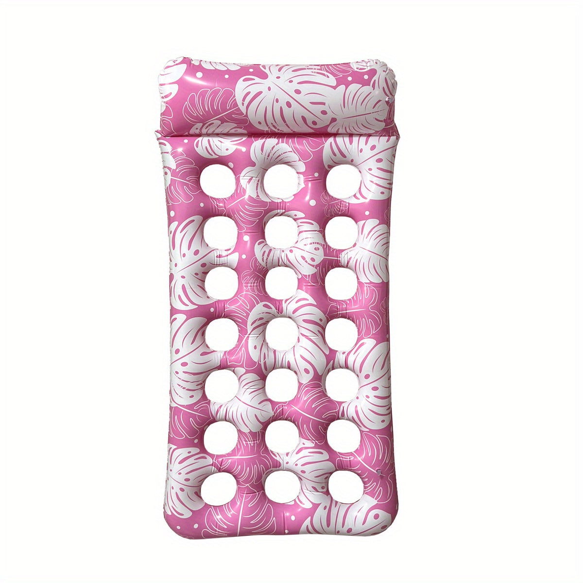 Inflatable Water Hole Floating Row Leaf Print Water Recliner for Beach