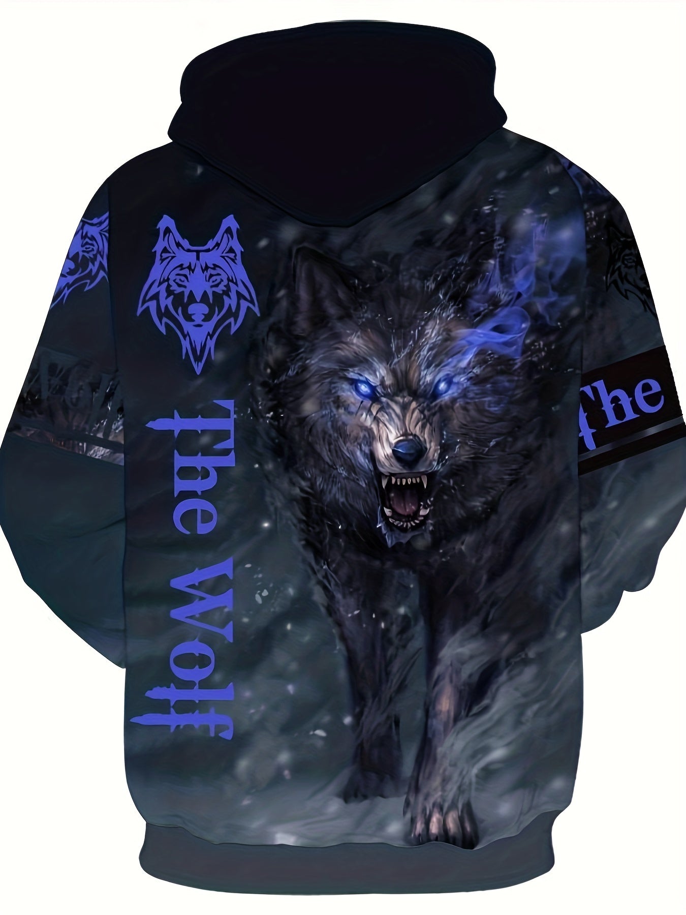Wolf 3D Print Hoodie Men's Graphic Hooded Pullover for Autumn Winter