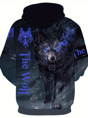 Wolf 3D Print Hoodie Men's Graphic Hooded Pullover for Autumn Winter