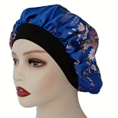Floral Print Elastic Satin Hair Bonnet Soft Nightcap