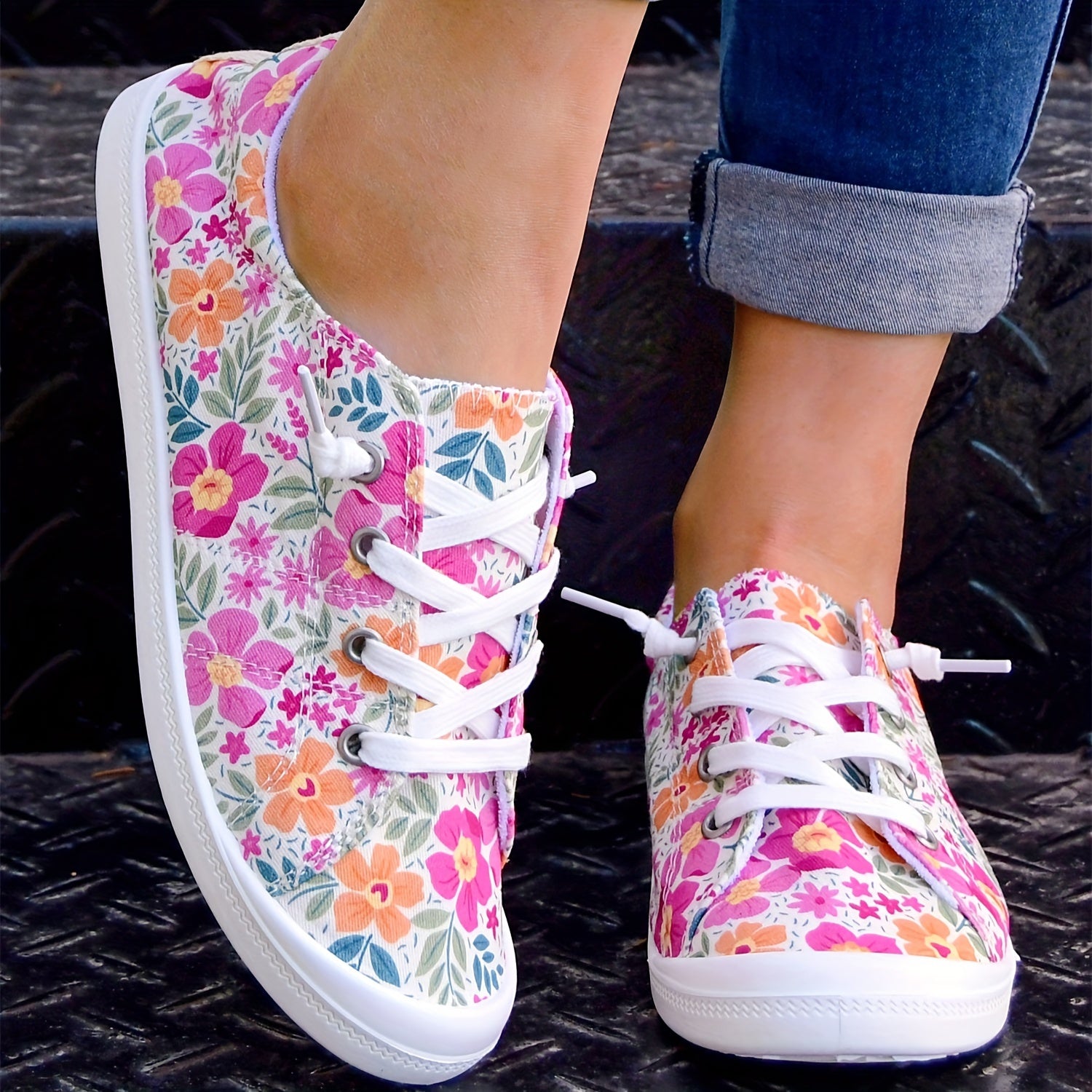 Colorful Floral Pattern Flat Shoes Women's Shallow Mouth Casual Shoes