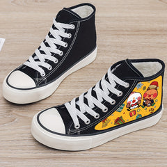 Plush Lined Canvas Sneakers Chunky Warm Non Slip Shoes High Top