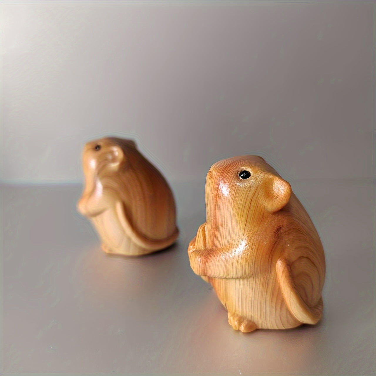 Wooden Carved Mouse Melon Ornament Birthday Holiday Gift