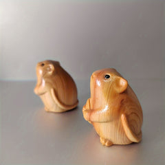 Wooden Carved Mouse Melon Ornament Birthday Holiday Gift