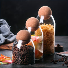 3pcs Clear Glass Storage Jar with Cork Lid, Airtight Canister Set