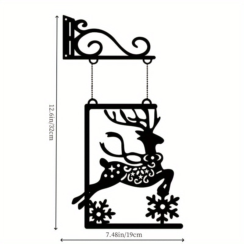 Christmas Metal Decorative Craft Santa Elk Wall Pendant Indoor Outdoor Hanging