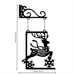Christmas Metal Decorative Craft Santa Elk Wall Pendant Indoor Outdoor Hanging