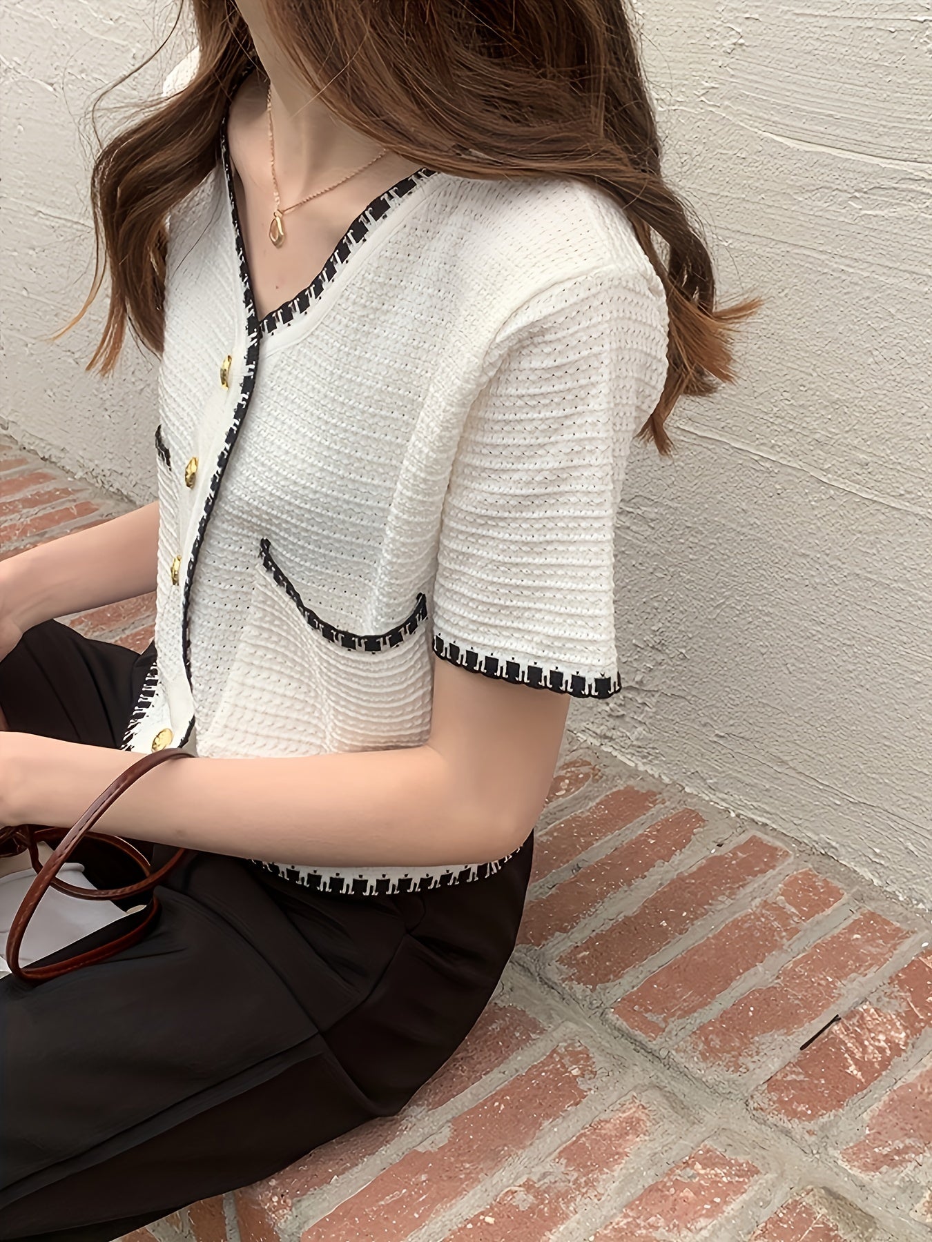 V Neck Button Up Cardigan for Women
