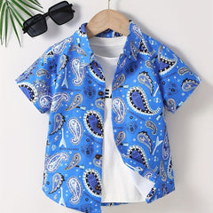 Graphic Print Creative Top Boys Lapel Shirt Summer Clothes