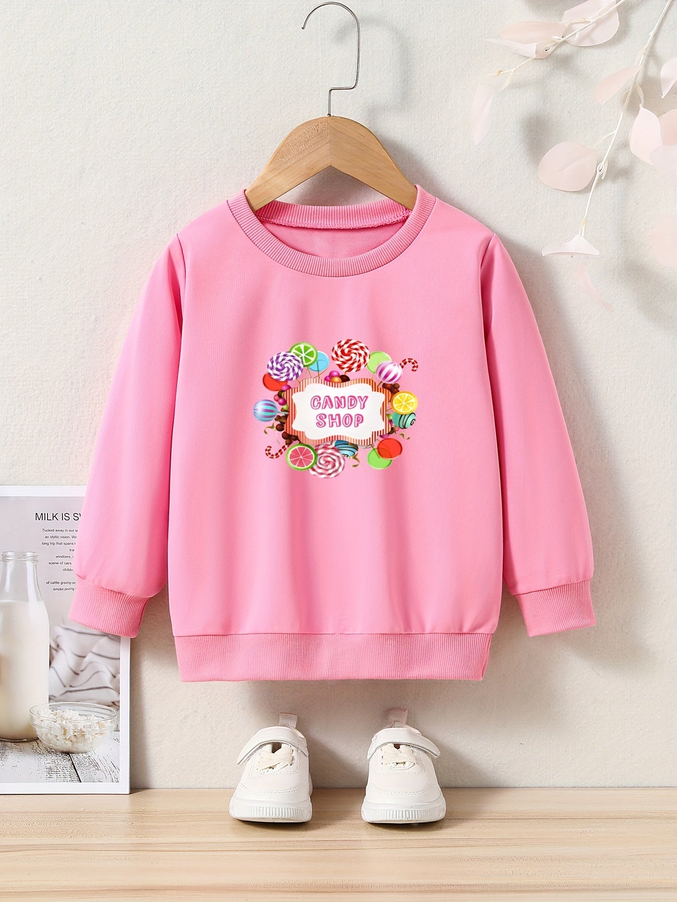 Cartoon Candy Shop Graphic Sweatshirt for Kids
