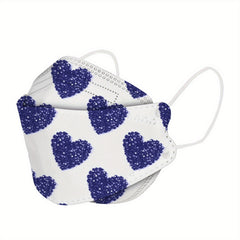 50pcs KF94 Mask Solid Disposable Floral Print Face Masks Causal Outdoor Dustproo