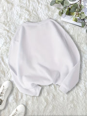 Heart & Butterfly Print Sweatshirt Cozy Crew Neck Top